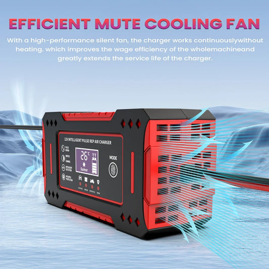 6A 12V Smart Car Battery Charger Lead-Acid Battery Red