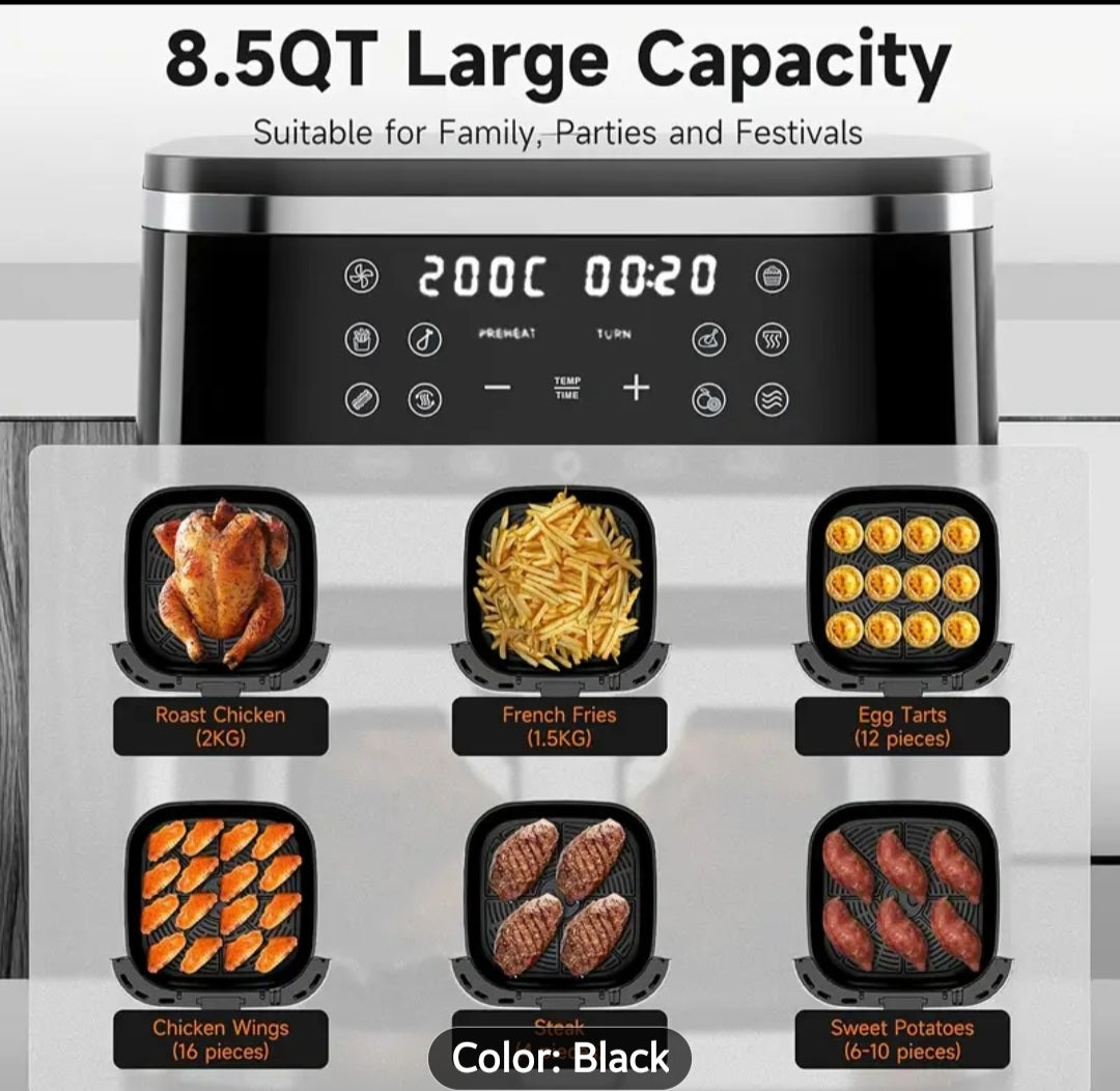 Rayswitch 8.5L Air Fryer Oven – 10-in-1 Family Multi Cooker | 1700W, Digital Display, Non-Stick Basket & View Window | Healthy Oil-Free Cooking (SA Plug)